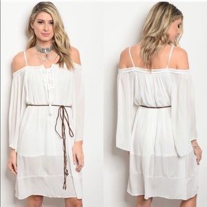 NWT Sheer white shirt dress cover-up, linen look
